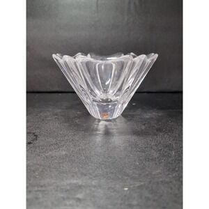 Orrefors Lead Crystal Candle Bowl, Orion by Hellsten, Vtg Swedish Signed Crystal
